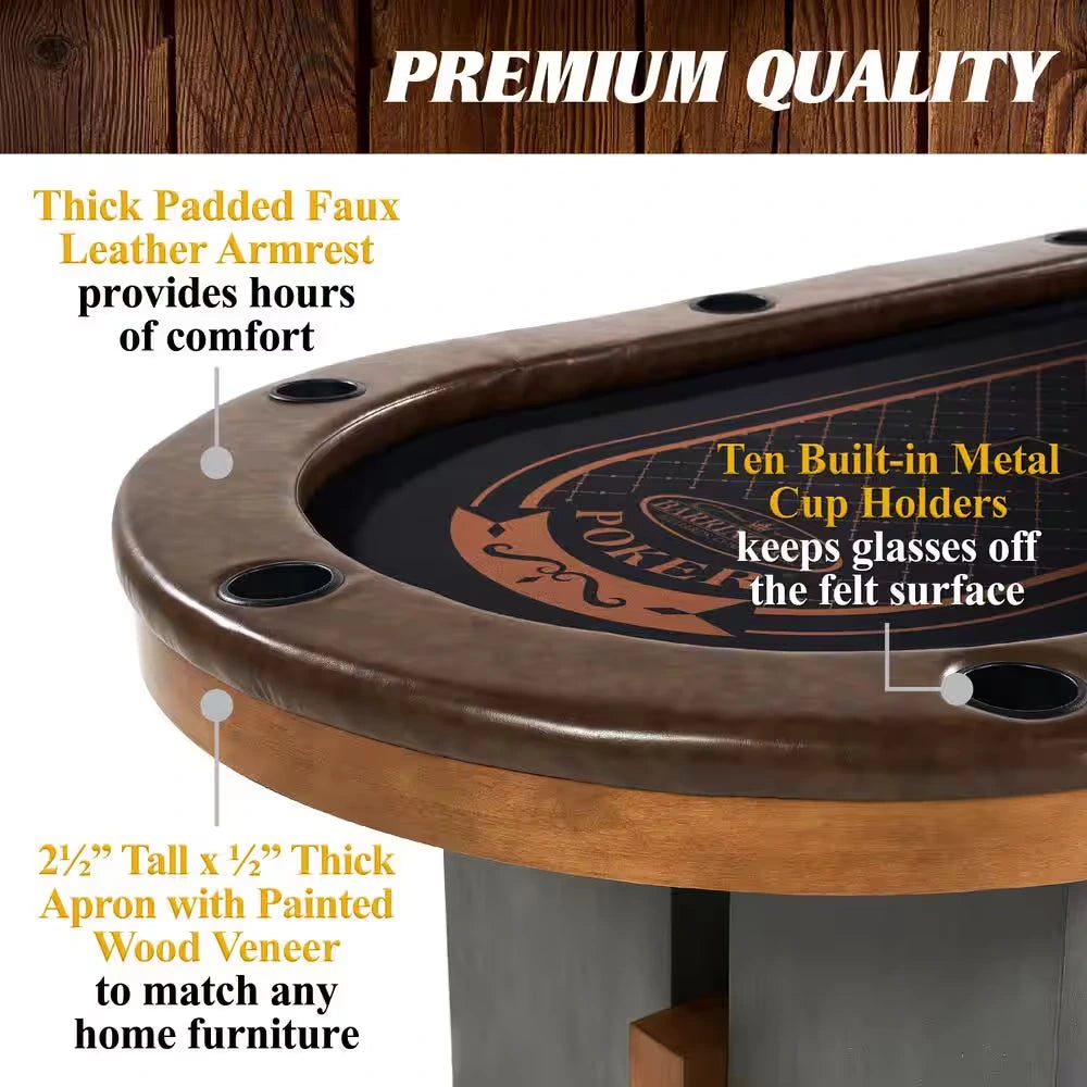 10-Player Poker Table with Dining Table Top — product view 3