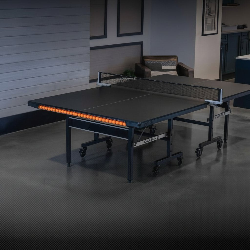 STIGA Carbon Series Indoor Table Tennis Table with 15Mm - 18Mm Performance Top, Quickplay Assembly, Built-In Ball Storage, Foldable Playback Mode & Lockable Casters