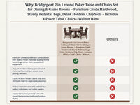 Bridgeport 2 in 1 round Poker Table and Chairs Set for Dining & Game Rooms – Furniture Grade Hardwood, Sturdy Pedestal Legs, Drink Holders, Chip Slots – Includes 4 Poker Table Chairs - Walnut — Comparison