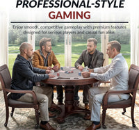 Bridgeport 2 in 1 round Poker Table and Chairs Set for Dining & Game Rooms – Furniture Grade Hardwood, Sturdy Pedestal Legs, Drink Holders, Chip Slots – Includes 4 Poker Table Chairs - Walnut — product view 10