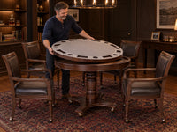 Bridgeport 2 in 1 round Poker Table and Chairs Set for Dining & Game Rooms – Furniture Grade Hardwood, Sturdy Pedestal Legs, Drink Holders, Chip Slots – Includes 4 Poker Table Chairs - Walnut — product view 2