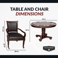 Bridgeport 2 in 1 round Poker Table and Chairs Set for Dining & Game Rooms – Furniture Grade Hardwood, Sturdy Pedestal Legs, Drink Holders, Chip Slots – Includes 4 Poker Table Chairs - Walnut — product view 5