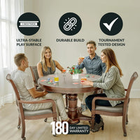 Bridgeport 2 in 1 round Poker Table and Chairs Set for Dining & Game Rooms – Furniture Grade Hardwood, Sturdy Pedestal Legs, Drink Holders, Chip Slots – Includes 4 Poker Table Chairs - Walnut — product view 7