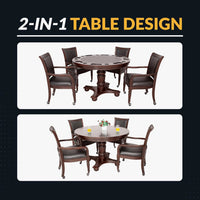 Bridgeport 2 in 1 round Poker Table and Chairs Set for Dining & Game Rooms – Furniture Grade Hardwood, Sturdy Pedestal Legs, Drink Holders, Chip Slots – Includes 4 Poker Table Chairs - Walnut — product view 9