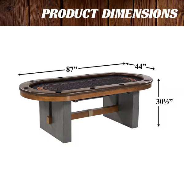 10-Player Poker Table with Removable Dining Top