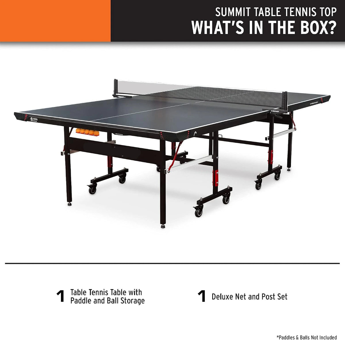 Summit USA Indoor Table Tennis Table, Competition Grade Net, 10 Minute Easy Set up – Ping Pong Table with Playback Mode — product view 2