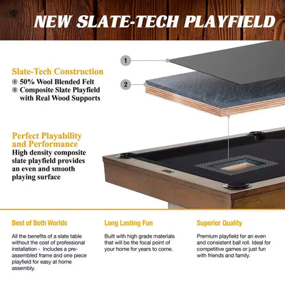 Premium 8 Ft. Slate-Tech Urban Billiard Table with Table Cover, Cue Sticks and Pool Balls — product view 4