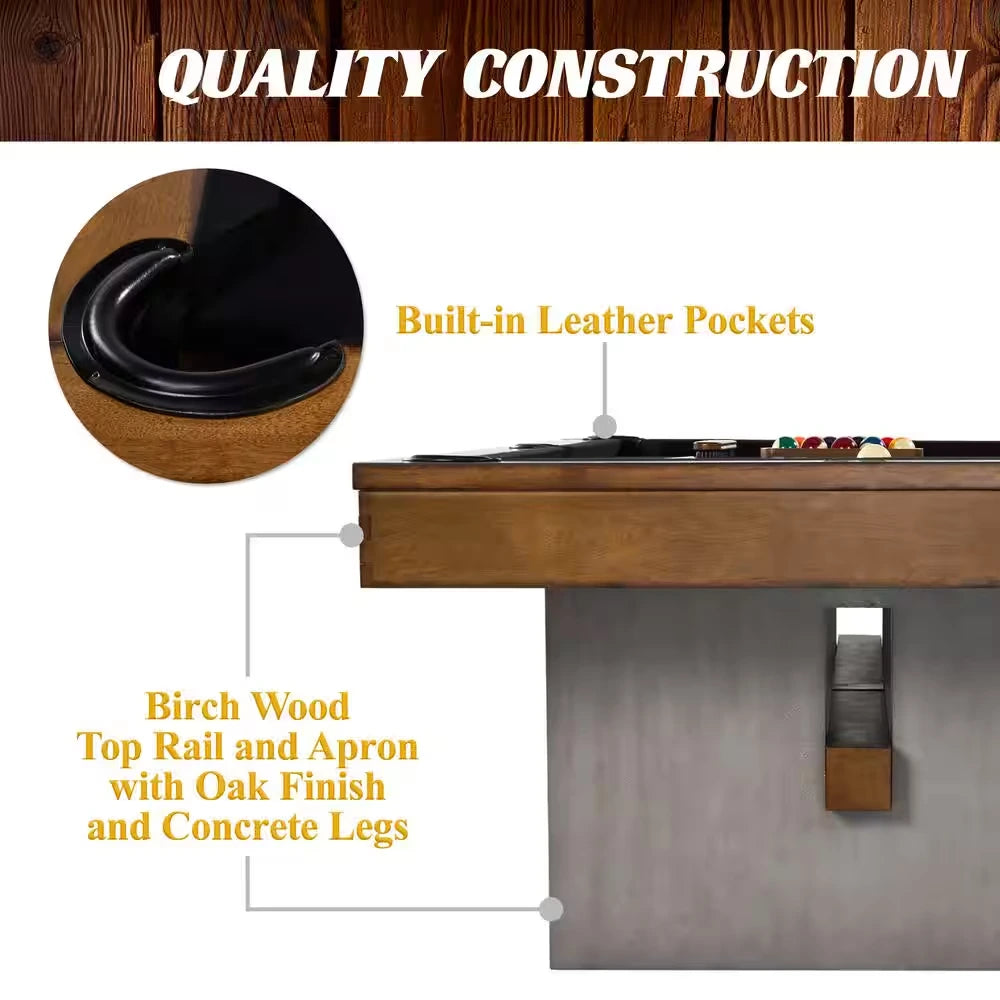 Premium 8 Ft. Slate-Tech Urban Billiard Table with Table Cover, Cue Sticks and Pool Balls — product view 6