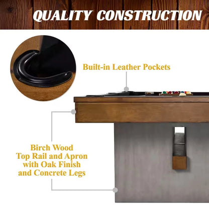 Premium 8 Ft. Slate-Tech Urban Billiard Table with Table Cover, Cue Sticks and Pool Balls — product view 6