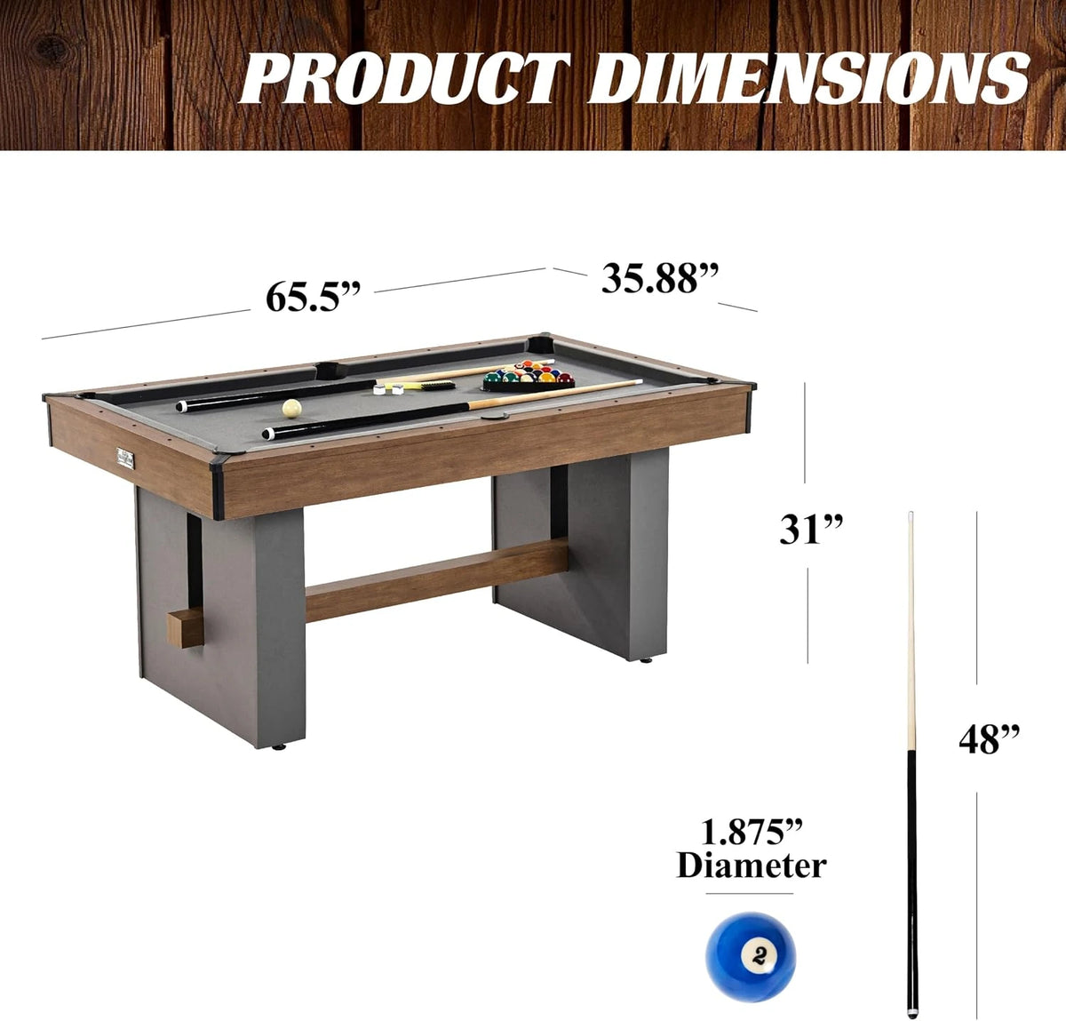 Urban Drop Pocket Pool Table, Premium Billiard Table — product view 2