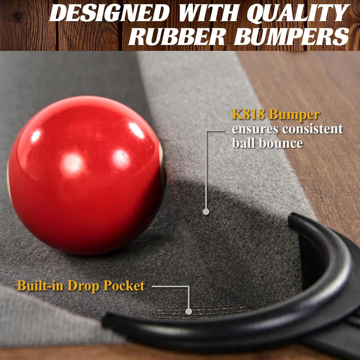 Urban Drop Pocket Pool Table, Premium Billiard Table — product view 4
